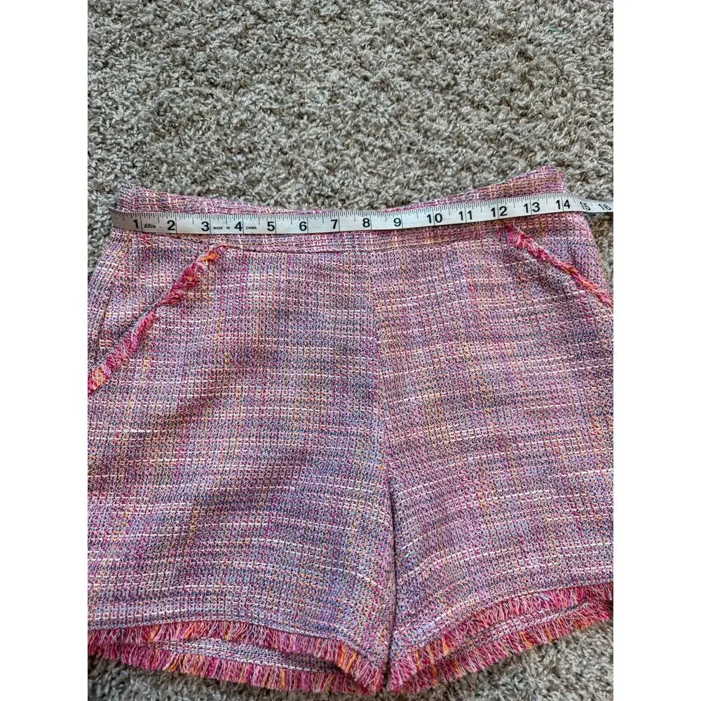 Brooks Brothers Kids Pink Multi Tweed Fringe Blazer & Shorts Suit Set Size 16